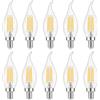 Wulun fiamma LED 4 W filamento candela lampadina, attacco Edison E14 Classic - Lampadina a candela, a forma di fiamma, bianco caldo 2700 K 400LM, equivalente a W a incandescenza, confezione da 10
