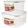 Fackelmann Set 2 Contenitori Ermetici Quadrati in PP Trasparente (750ml + 1500ml) con Guarnizione e Clip - Salvaspazio Impilabili - Idonei Congelatore, Microonde e Lavastoviglie - Lunch Box