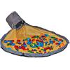Relaxdays Tappeto Bambini Portagiochi, Borsa Porta Giochi, Sacco Portagiocattoli & Tappetino Cameretta, Arancione/Grigio, Poliestere, 30 x 32 x 32 cm
