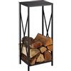 Relaxdays Scaffale Portalegna, Metallo, HLP 80x34x25 cm, Porta Legna da Ardere per Camino e Caminetto per Interni, Nero