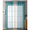 Gardinenbox 203322 - Set di 2 tende trasparenti per soggiorno e soggiorno, in voile, con occhielli, chiusura a nastro, 225 x 140 cm (altezza x larghezza), colore turchese, 203322