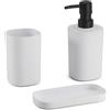MSV - Set di 3 Accessori da Bagno in Lona - Design Elegante e Pratico - Dimensioni Standard - Bianco - Ideale per Un Arredamento Moderno - Accessorio da Bagno