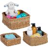 Relaxdays Cesto Portaoggetti in Seagrass Intrecciato, Set da 3 Cesti, Tre Misure, Cestini Contenitori da Bagno, Naturale, Fibra vegetale