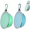 SLSON 2 ciotole pieghevoli da viaggio per animali domestici, con coperchio e gancio, portatile, in silicone, per gatti, cani, viaggi, escursioni e campeggio (azzurro e azzurro, piccolo)