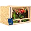 ITA Terrario in legno 80x50x50 cm con ventilazione frontale e igrometro integrato - Terrario in legno OSB-3 - Per rettili, serpenti, anfibi - Prodotto UE, certificato FSC