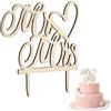 lasuroa Topper Mr&Mrs per Torta, 14,2x12,8cm Elegante Topper Torta Nuziale Legno Cartello Mr e Mrs per Torta Nuziale Topper per Torta Fidanzato Articoli per Feste di Matrimonio Decorazione per Torte