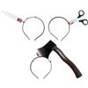 OIXYEY Fascia Halloween Spaventosa 3 Pezzi - Set Completo con Ascia, Forbici e Siringa, Effetto Sangue Realistico, Ideale per Feste di Halloween, Carnevale e Giochi di Ruolo.