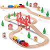 SainSmart Jr. Set di treni in legno per bambini con ponte sospeso, 37 pezzi binari in legno per Brio, Thomas, Melissa e Doug, giocattolo per treni dai 3 ai 5 anni in su
