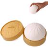 Sinbana Gnocchi Giganti, Morbidissimi Gnocchi Jumbo Squishy con Contenitore per la Cottura a Vapore Adorabile Impasto Morbido da Spremere Adatti Come Regalo Compleanno per Adulti (Bianco)