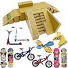 STASHABLES Set di rampe per skateboard da dito - Kit skatepark per fingerboard 16 pezzi - Kit skatepark con skateboard mini, rampe, scooter, pattini, biciclette e caster board - Set di skateboard da