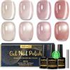 INPING Smalto Semipermanente Unghie Magnetico HEMA-FREE TPO-FREE, 4 Colori Trasparente Jelly Nude Rosa Glitter Cristallo Smalti Semipermanenti per Unghie Soak Off UV/LED DIY Nail Art Set, 8 ML