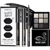 SHOWHEEL 4 Pezzi Set Trucco Gotico, Palette Ombretti Nero Smokey 9 Colori, Nero Opaco Rossetto Liquido, Matita Labbra, Impermeabile e a Lunga, per Halloween Carnevale