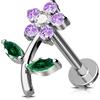 Jewseen Orecchini a forma di fiore cartilagine piatto retro orecchini CZ cartilagine Stud interno filo helix orecchini G23 titanio naso piercing, 1.2mm, Titanio
