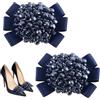 HOBBIESAY 2 clip per scarpe decorative con strass, eleganti clip per scarpe con fiocco staccabile, accessori per donne, matrimoni, balli scolastici, feste, tacchi alti, accessori, 70mm x 55mm