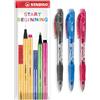 STABILO Marathon - Penna a sfera retrattile, pennino fine da 0,7 mm, confezione da 3 (nero, blu, rosso)