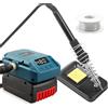 TPDL Saldatore senza fili per Bosch Professional 18 V sistema GBA, 60 W, temperatura regolabile 51-480 °C, con interruttore ON/OFF, supporto e filo per saldare 50 g