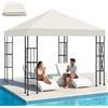 Qdreclod Telo di Ricambio per Gazebo 3x3m, Impermeabile e Anti-UV 300D, Copertura Rimovibile per Pergola con Fascette in Velcro Rinforzate, Ideale per Giardino, Terrazza, Campeggio e Spiaggia,Beige