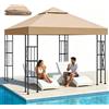 Qdreclod Telo di Ricambio per Gazebo 3x3m, Impermeabile e Anti-UV 300D, Copertura Rimovibile per Pergola con Fascette in Velcro Rinforzate, Ideale per Giardino, Terrazza, Campeggio e Spiaggia,Cachi