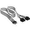 CORSAIR Elite Premium Guaina Individuale cavi alimentatore di PCIe 12V-2x6 a 2x 8 Pin (6+2 Split) - Guaina in paracord a tripla maglia, compatibile con PSU 12V-2x6 - Nero/Bianco