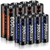 CITYORK Batterie Ricaricabili AA 600mAh + Pile Ricaricabili AAA 300mAh 1,2 V AAA NI-MH Ricaricabile, 1200 Cicli di Carica, Batterie a Bassa Autoscarica, Confezione da 16