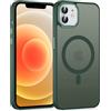 Knrlqim Custodia Magnetica per iPhone 12/12 Pro, Compatibile con MagSafe, PC Silicone Cover Traslucido Opaco, Case Protezione Fotocamera & Pulsanti Metallo, Antiurto Antiscivolo Slim, Verde
