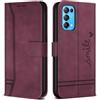 Bravoday Cover per Oppo Find X3 Lite/Reno 5 5G/4G, Flip Custodia in Pelle PU con Slot per Schede, Portafoglio Custodia per Oppo Find X3 Lite/Reno 5 5G/4G, Vino Rosso