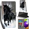 PHINIENLAND Cover per Samsung Galaxy A52 4G/5G custodia portafoglio Cavallo nero | 3 scomparti carte, 1 tasca banconote, Chiusura magnetica, Supporto, Pelle PU flip cover per Samsung A52