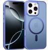 Knrlqim Custodia Magnetica per iPhone 16 Pro, Compatibile con MagSafe, PC Silicone Cover Traslucido Opaco, Case Protezione Fotocamera & Pulsanti Metallo, Antiurto Antiscivolo Slim, Blu