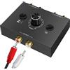 GBKDQQ Switch audio stereo RCA RCA 2(1)-IN-1 (2) -Out, R/L Stereo Audio Switcher con controllo volume, bidirezionale Aux Sound Selector Interruttore Splitter Box per CD Player Computer Altoparlante