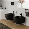 Parama Sanitari sospesi in ceramica nero opaco vaso rimless sedile soft-close e bidet | Sydney