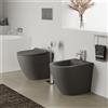 Parama Sanitari filomuro in ceramica grigio opaco vaso tornado silent flush sedile soft-close e bidet | Sydney