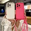 Ququcheng Cover Compatible con iPhone 11,Cellulare Girocollo Custodia con Cordino TPU corda Silicone Case Bumper per iPhone 11 Custodia-Rosso