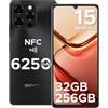 DOOGEE Note58 Pro Smartphone Versione Globale, Display HD+ da 6,75\", 32GB (8+24) 256GB, Batteria da 6250mAh, NFC, Android 15