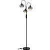 Globo lighting Piantana da terra Maxy nero opaco a 3 luci con lampade in vetro 3XE27 15548S3/40