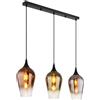 Globo lighting Sospensione Lavus in metallo nero opaco 3XE27 con vetri multicolor 155520-3H/30
