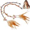 PH PandaHall 2 clip di estensione dei capelli in piuma hippie estensioni di Dreadlocks Boemian in finta pelle scamosciata con perline in legno e ciondoli in metallo per donne fai da te hippie, rosso