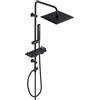 Görbach Colonna Doccia Acciaio Inox senza Miscelatore, Colonna Doccia idromassaggio con Asta Doccia Regolabili e Mensola, Set Doccia a Pioggia con Soffione 20×20 cm Nero
