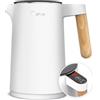 Midea 1,5 Litri Bollitore Elettrico Temperatura Regolabile, 2200W Kettle con Doppia Parete e Interno in Acciaio Inox, 7 Livelli di Temperatura, Manico in Legno, senza BPA, Bianco