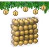 Relaxdays Palline di Natale, Set da 50 Palle Albero, Addobbi Natalizi, ∅ 6 cm, Sfere in Plastica Design Opaco, Dorate
