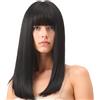 VPB Parrucca Donna Lunga,Nero Bob con Bangs parrucca,Bob parrucche resistente al calore Parrucca sintetica resistente al calore Daily Party(Nero)