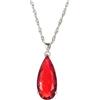 Rizilia Gioielli in Oro Bianco 18K Oro Placcato Teardrop Rosso Garnet Colore Pietra Gem Stone Slide Pendente Collana con (Lunghezza 48cm / 18inch) Catena di Pendenza [Sacchetto di Gioielli Liberi]