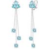QUKE Orecchini pendenti da donna con cristalli di zirconia cubica, a clip, non forati, 6.2 cm x 1.2 cm x 1 cm, Zirconia cubica