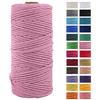 JeogYong Corda di Cotone Naturale Macrame, 4 Fili di Spesso Filato Corda di Macrame per Arazzi, Appendini per Piante, Artigianato Fai da Te, Decorazioni, Confezioni Regalo 3mm x 100m (Rosa)