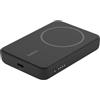 Belkin Batteria esterna wireless magnetica da 5000 mAh, caricabatteria portatile con MagSafe, ricarica passante, uscita da 7,5 W, ingresso da 10 W, supporto estraibile, iPhone 17/16/15/14/13, Nero