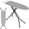 KINGRACK Asse da stiro pieghevole con ripiano, asse da stiro con funzione regolabile in altezza, stabile supporto con rivestimento extra spesso e gambe metalliche, 33 x 110 cm,Grigio