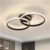 Toolight Plafoniera LED 42W 4500K Nero 54cm Soggiorno Camera | Lampada da Soffitto 4725LM, 2 Luci Alluminio, Luce Neutra, Design Minimalista, per Cucina Ingresso Studio