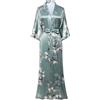 BABEYOND Vestaglia Kimono coprente, lungo, floreale, in raso setoso, per addio al nubilato, Verde, taglia unica