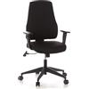 HJH Office 608100 Sedia da ufficio PRO-TEC 100 Tessuto Nero Sedia girevole ergonomica con braccioli e schienale regolabili