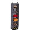 Relaxdays Organizer da Armadio, 6 Ripiani, 139x30x30 cm, Divisore in Stoffa, 2 Ganci da Appendere, Guardaroba, Grigio