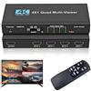 Zecamin HDMI Multi-Viewer 4X1, Switcher Seamless 4 in 1 Out, Quad Multi Viewer Switch con telecomando IR, supporta 4K 30Hz,1080P@60Hz,5 modalità di visualizzazione per telecamere di sicurezza,console di gioco